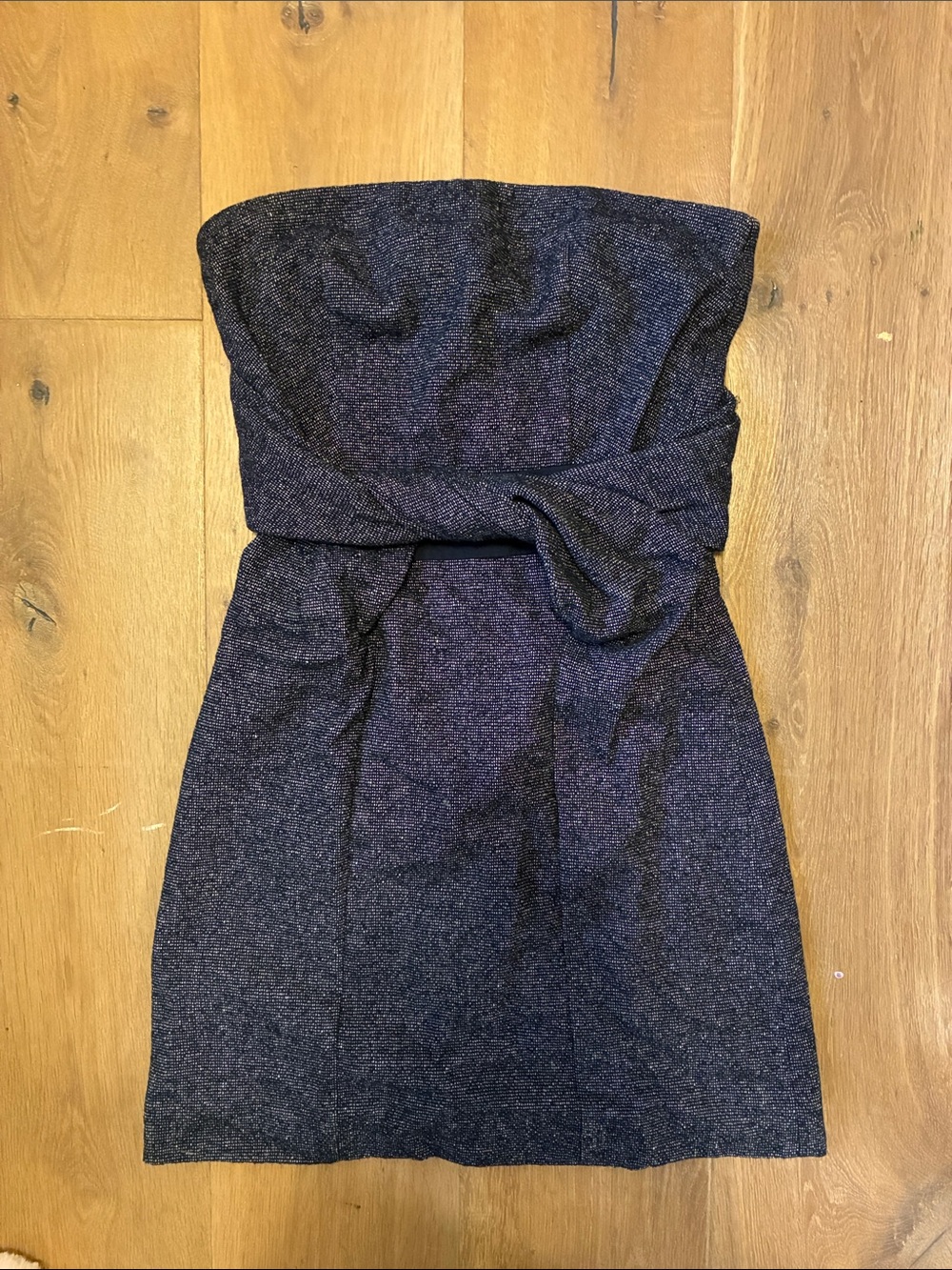See By Chloé Strapless Dark Navy Tweed Dress